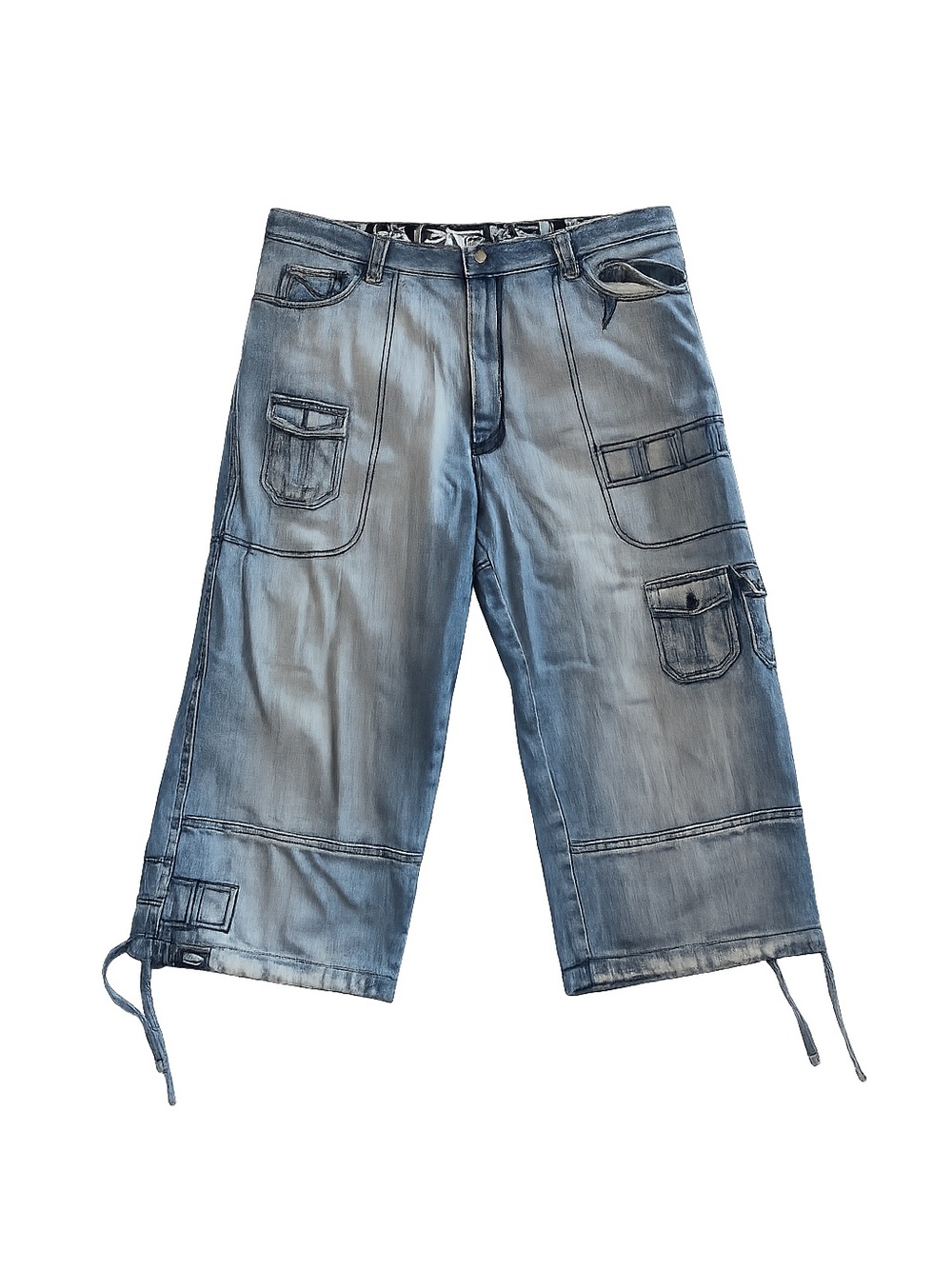 Vintage Alive Denim Cargo Pants Baggy Fit Multi Pocket Size 36 Y2K